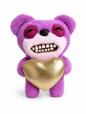 ZURU Fuggler Gold Fuggs Pink Teddy Bear Nightmare 9" Plush Collectible Toy-Heart